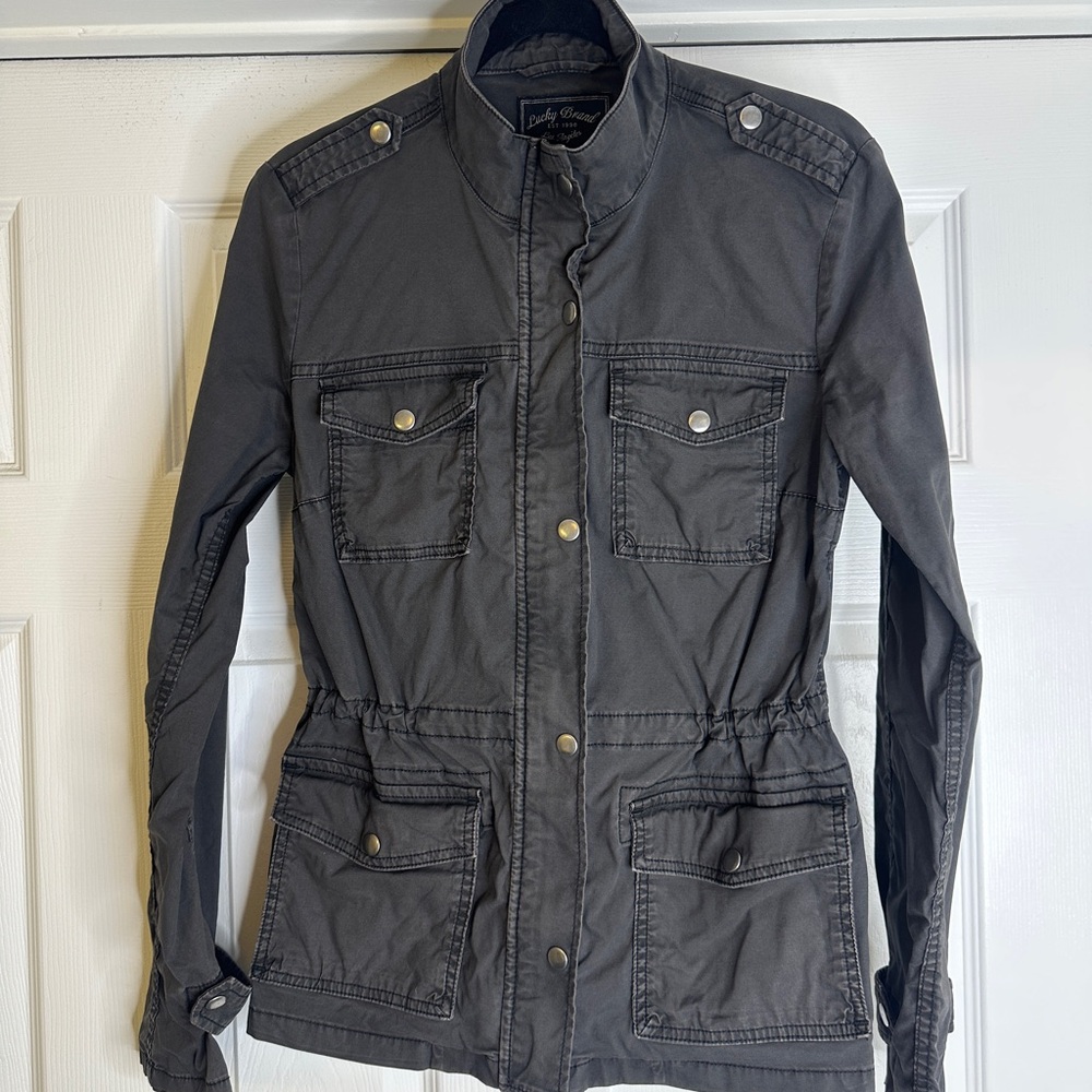 Lucky Brand Grey Cargo Jacket | Utility Streetwear Piece | Women’s Size Small